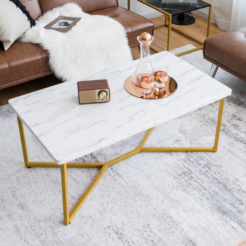 White Faux Marble Coffee Table