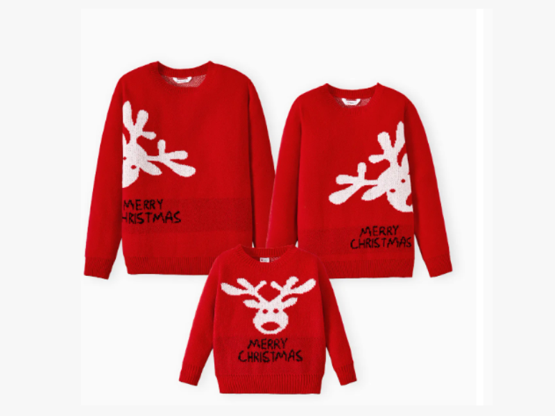 Matching Christmas Sweaters Red (Medium Thickness)